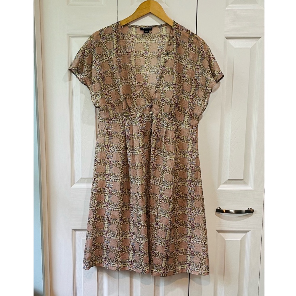 I Heart Ronson Purple & Floral Sheer Dress L